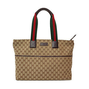 GUCCI Mothers GG Canvas Web Handle Diaper Tote Bag Brown
